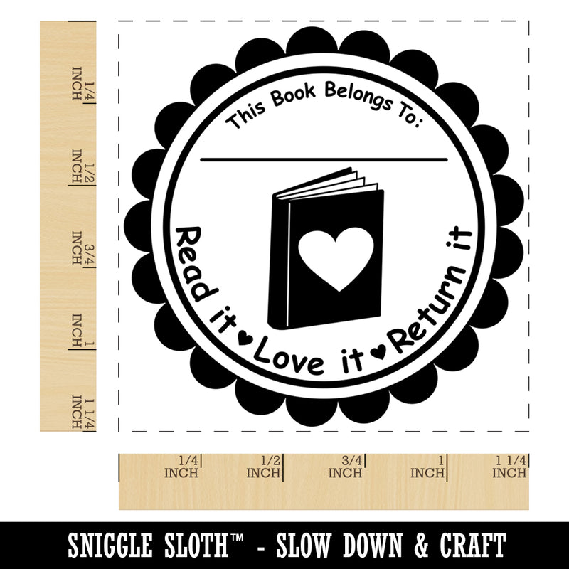 Read Love Return It This Book Belongs To Reading Square Rubber Stamp for Stamping Crafting