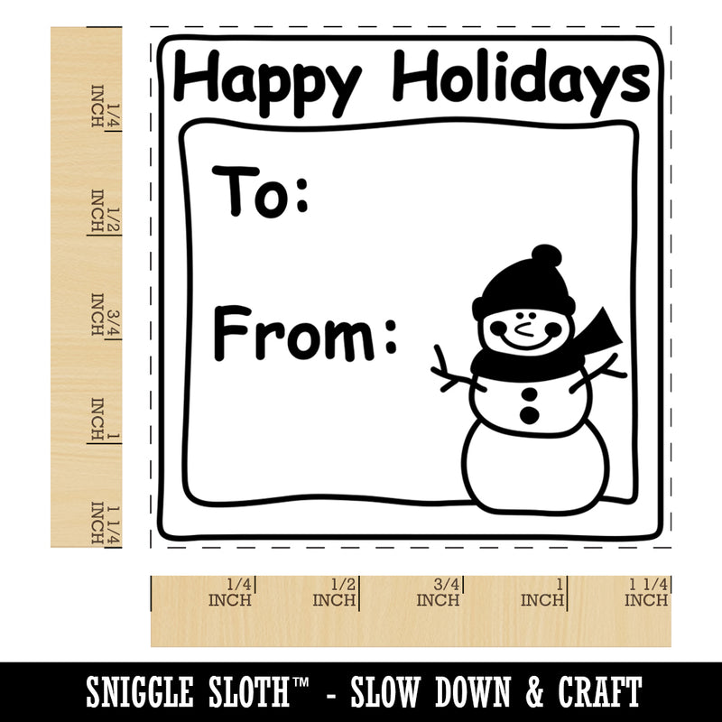 Snowman To From Happy Holidays Christmas Square Rubber Stamp for Stamping Crafting