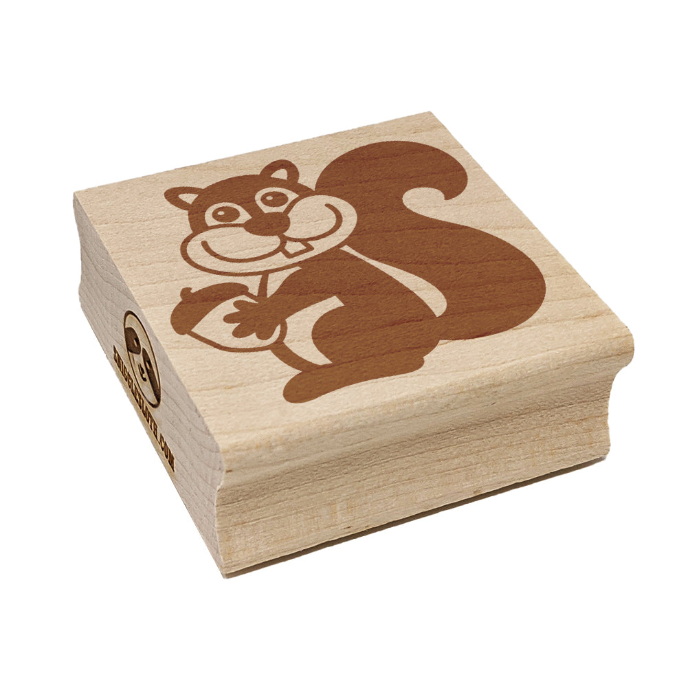 Squirrel Holding Acorn Square Rubber Stamp for Stamping Crafting