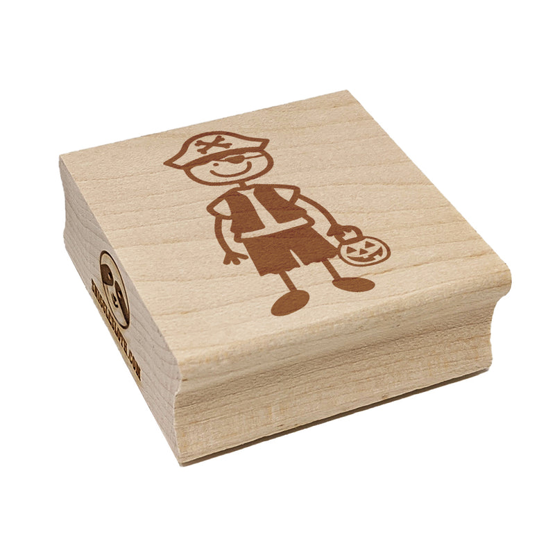 Stick Figure Boy Halloween Pirate Square Rubber Stamp for Stamping Crafting