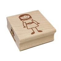 Stick Figure Woman Mom Square Rubber Stamp for Stamping Crafting