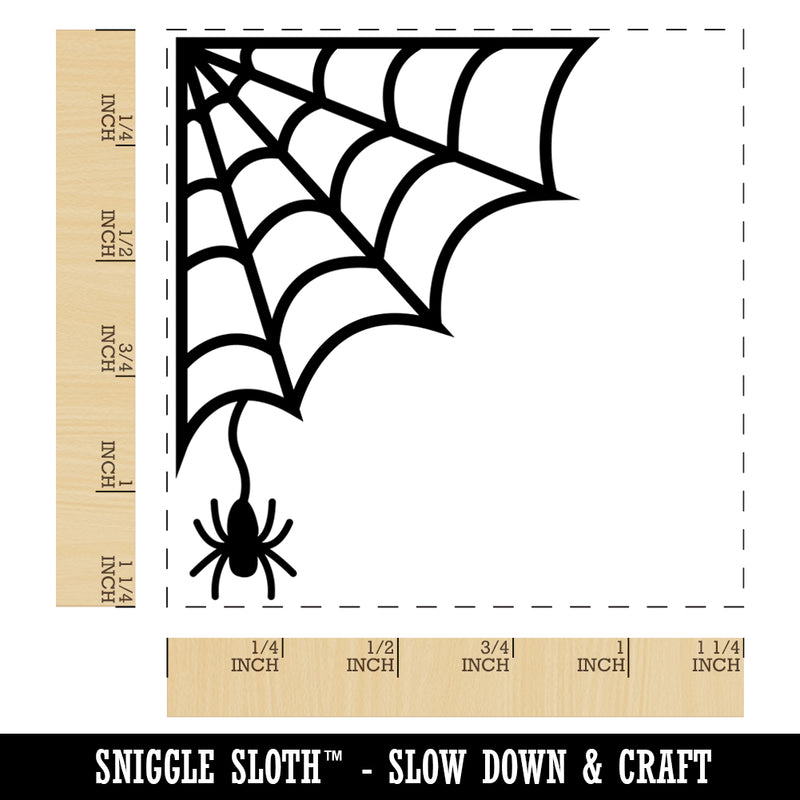 Web Corner With Spider Halloween Square Rubber Stamp for Stamping Crafting