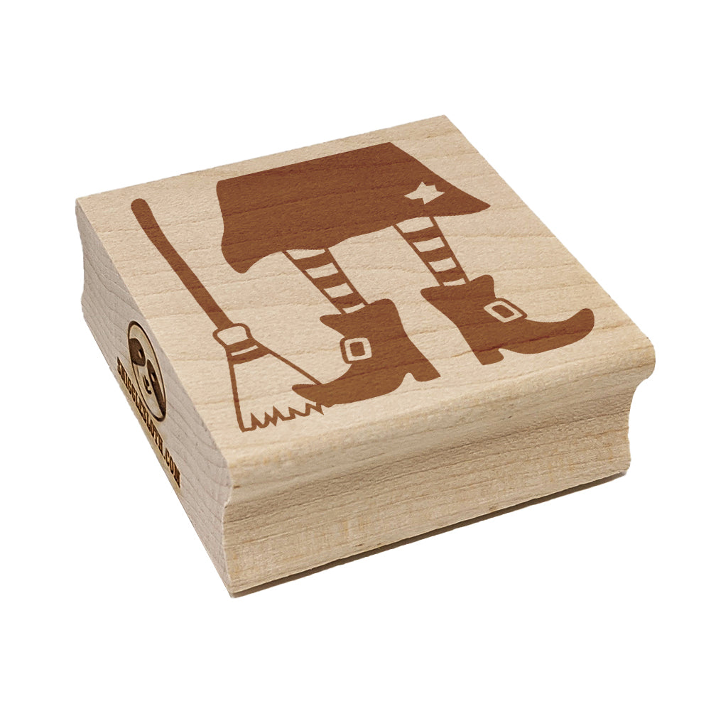 Witch Feet With Broom Halloween Square Rubber Stamp for Stamping Crafting
