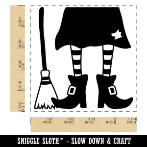 Witch Feet With Broom Halloween Square Rubber Stamp for Stamping Crafting