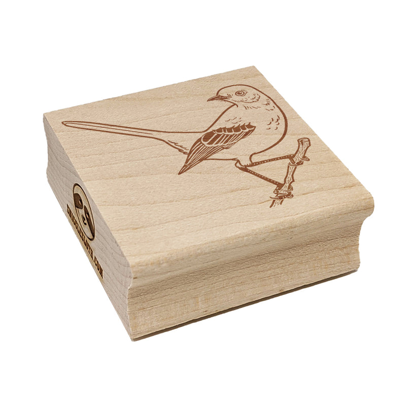 Alert Mockingbird Bird Square Rubber Stamp for Stamping Crafting