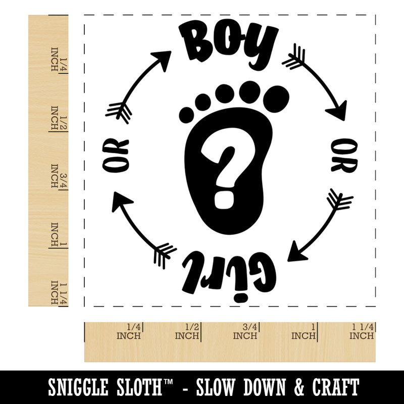 Baby Gender Reveal Boy or Girl Pregnant Square Rubber Stamp for Stamping Crafting