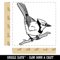 Blue Jay Bird on Branch Square Rubber Stamp for Stamping Crafting