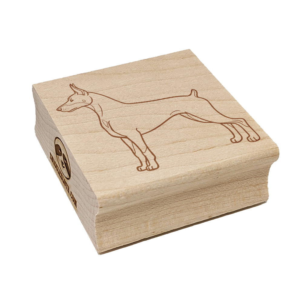 Courageous Doberman Pinscher Pet Dog Square Rubber Stamp for Stamping Crafting