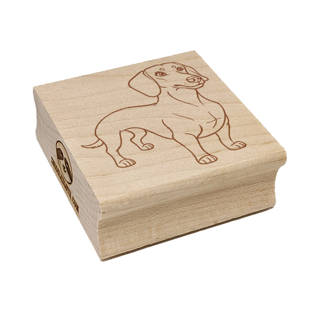 Devoted Dachshund Wiener Pet Dog Square Rubber Stamp for Stamping Crafting