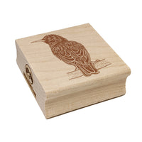 European Starling Bird on Branch Square Rubber Stamp for Stamping Crafting