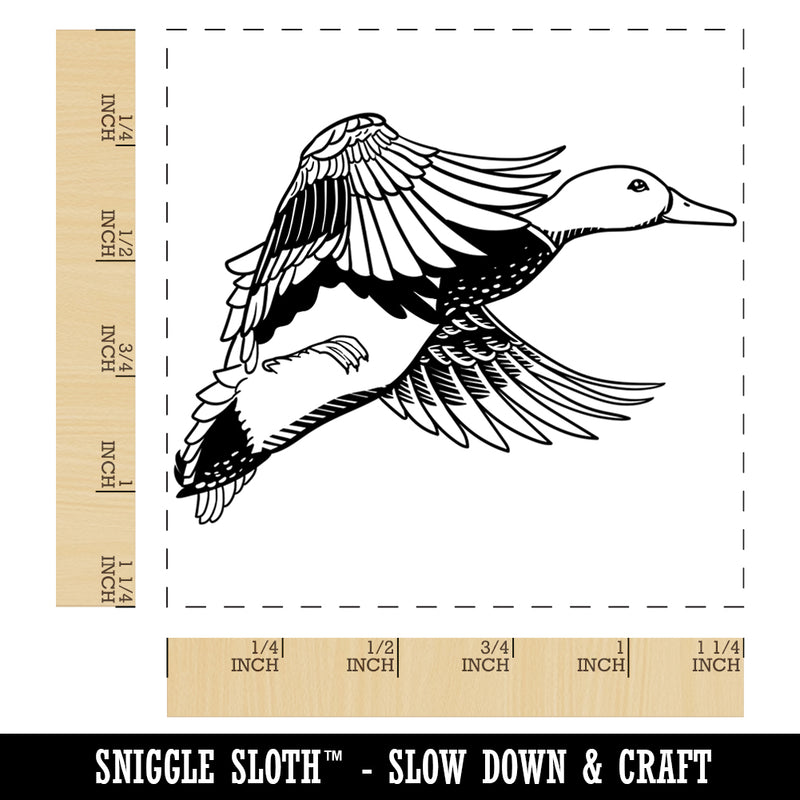 Flying Mallard Duck Square Rubber Stamp for Stamping Crafting