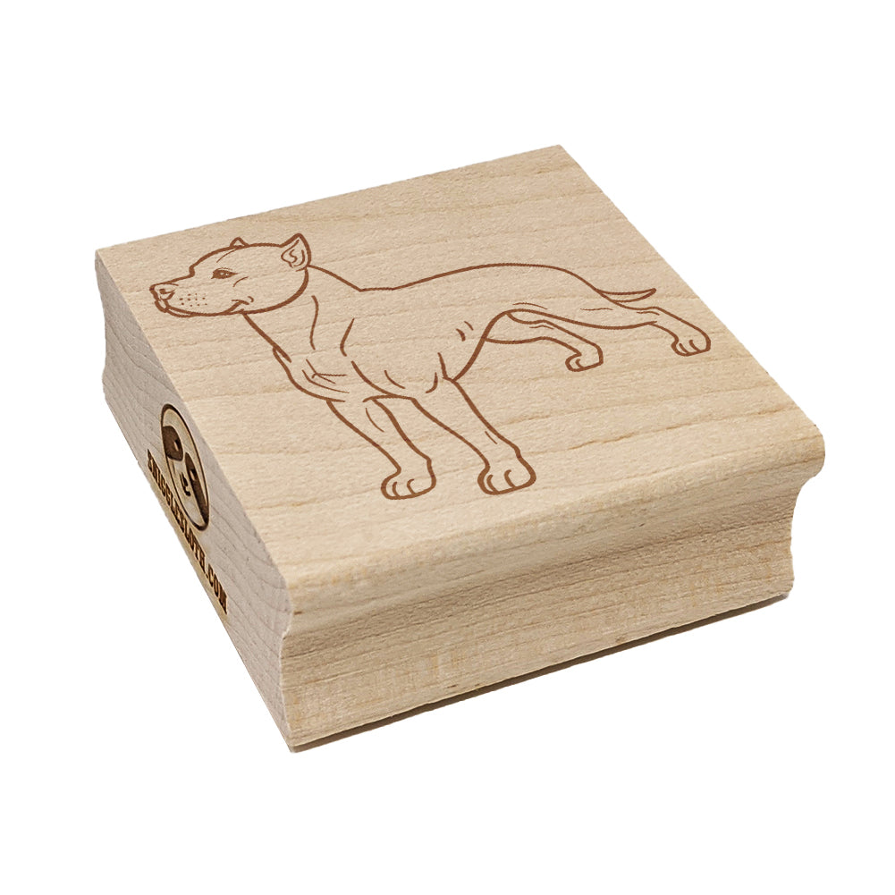 Friendly American Pit Bull Terrier Pet Dog Square Rubber Stamp for Stamping Crafting