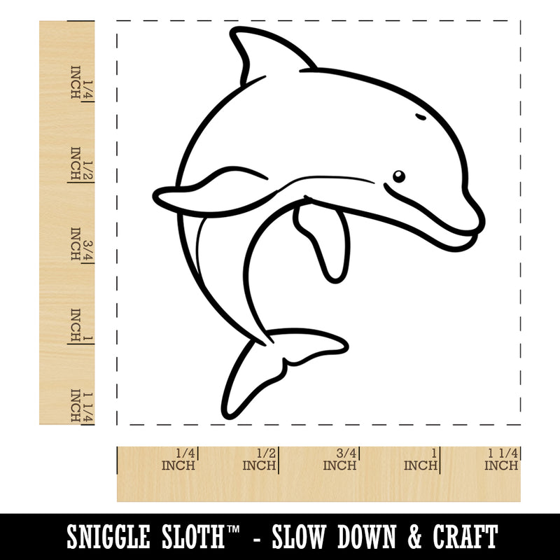 Friendly Bottlenose Dolphin Square Rubber Stamp for Stamping Crafting