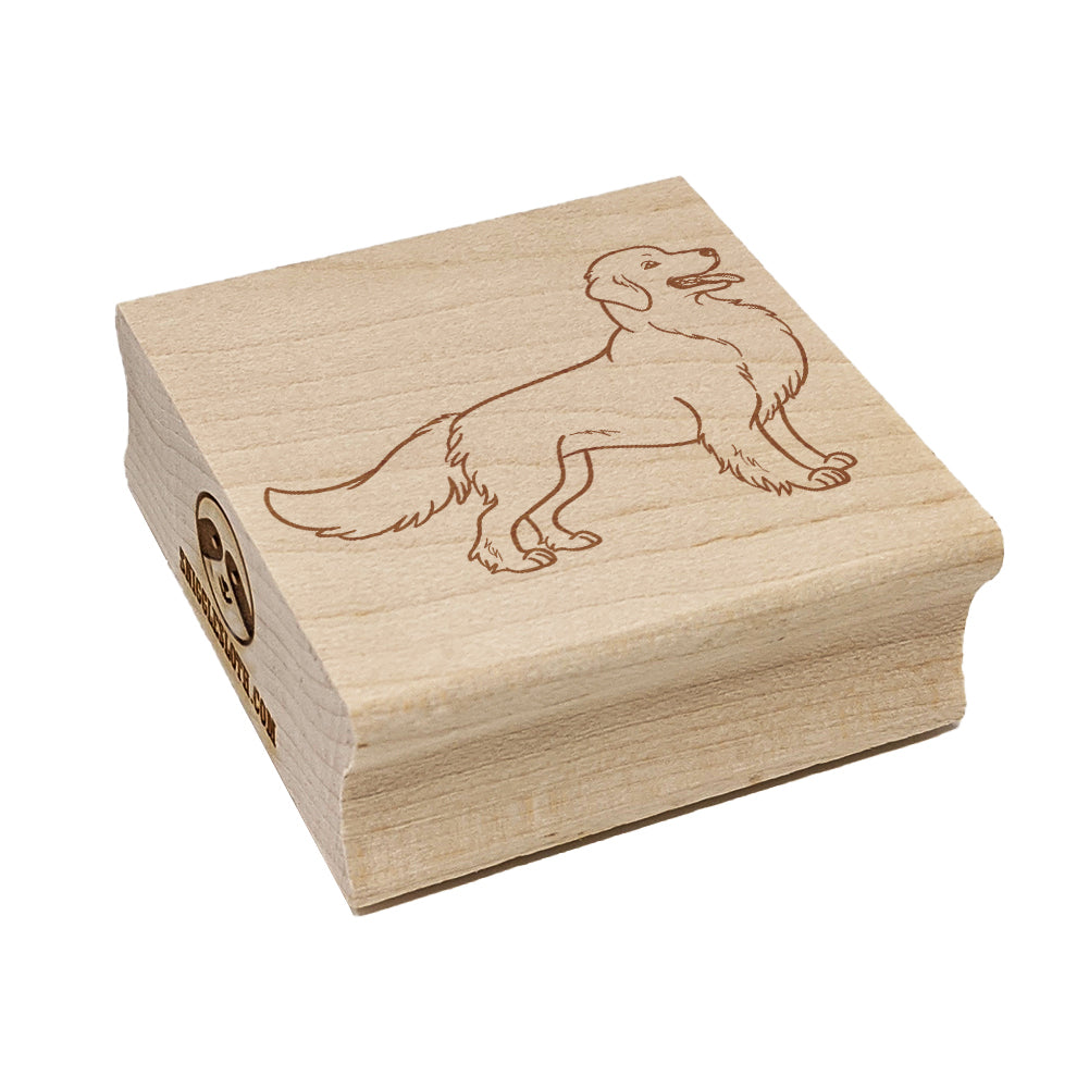 Friendly Golden Retriever Pet Dog Square Rubber Stamp for Stamping Crafting