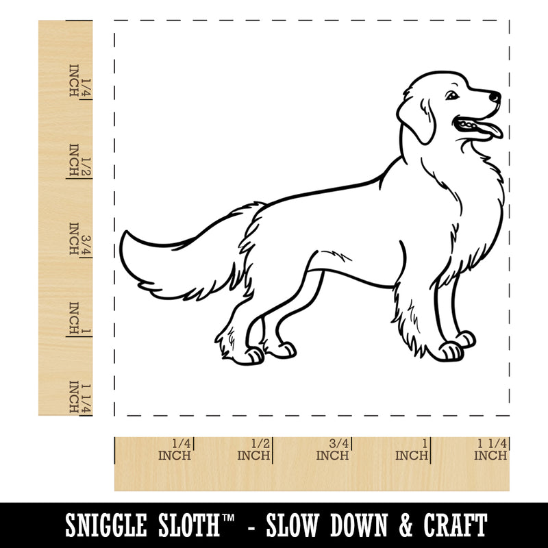 Friendly Golden Retriever Pet Dog Square Rubber Stamp for Stamping Crafting