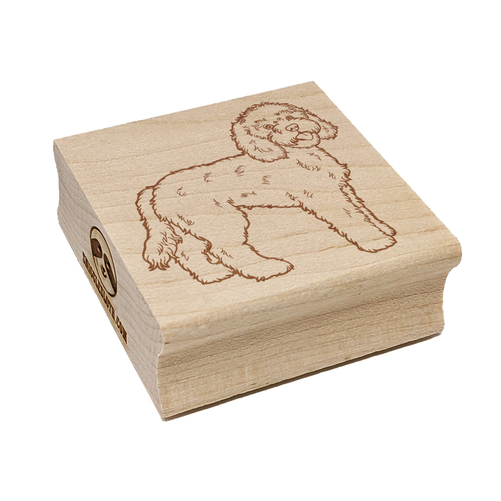 Friendly Labradoodle Pet Dog Square Rubber Stamp for Stamping Crafting