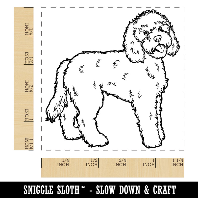 Friendly Labradoodle Pet Dog Square Rubber Stamp for Stamping Crafting