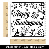 Happy Thanksgiving Fall Leaves Square Rubber Stamp for Stamping Crafting