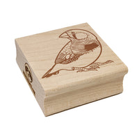 Happy Zebra Finch Bird Square Rubber Stamp for Stamping Crafting