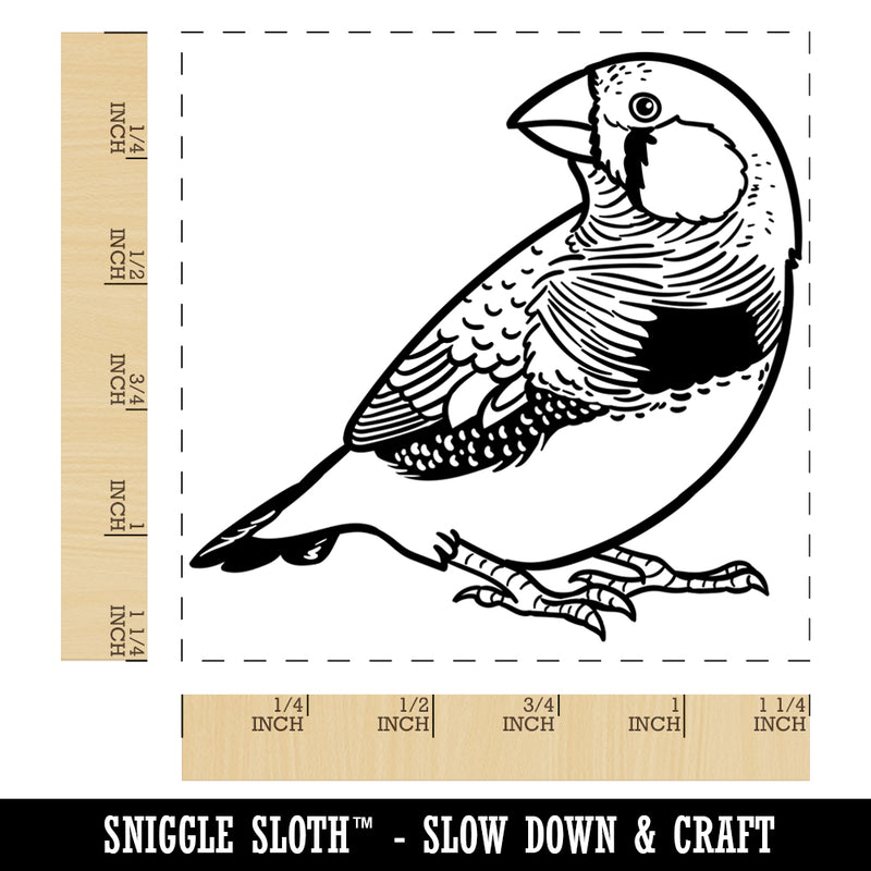 Happy Zebra Finch Bird Square Rubber Stamp for Stamping Crafting