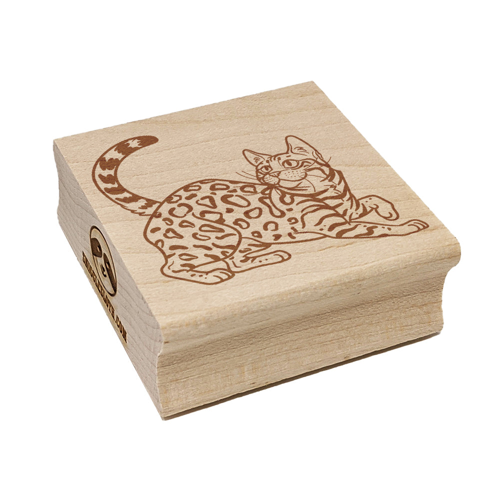 Loveable Bengal Cat Square Rubber Stamp for Stamping Crafting