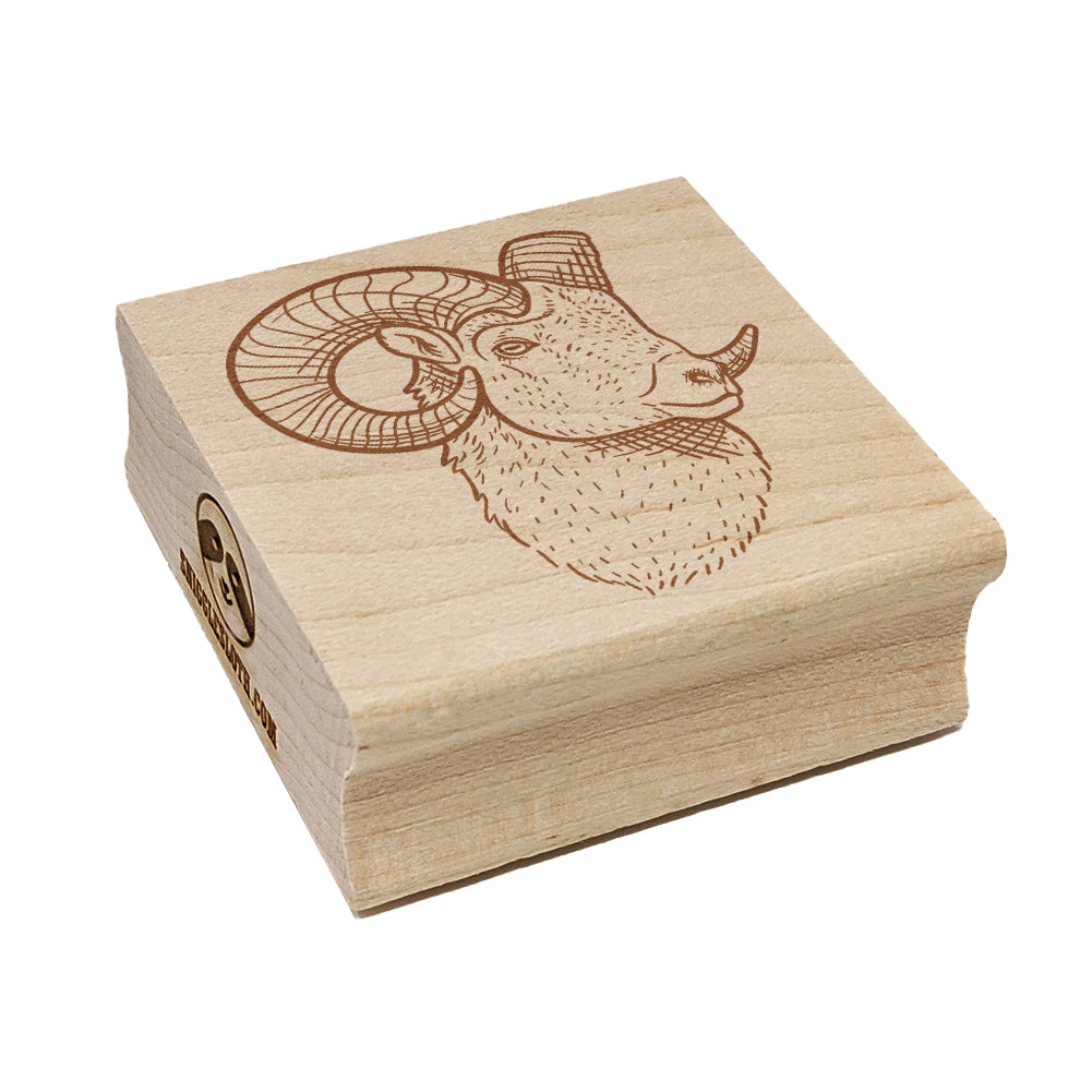 Majestic Bighorn Sheep Head Square Rubber Stamp for Stamping Crafting