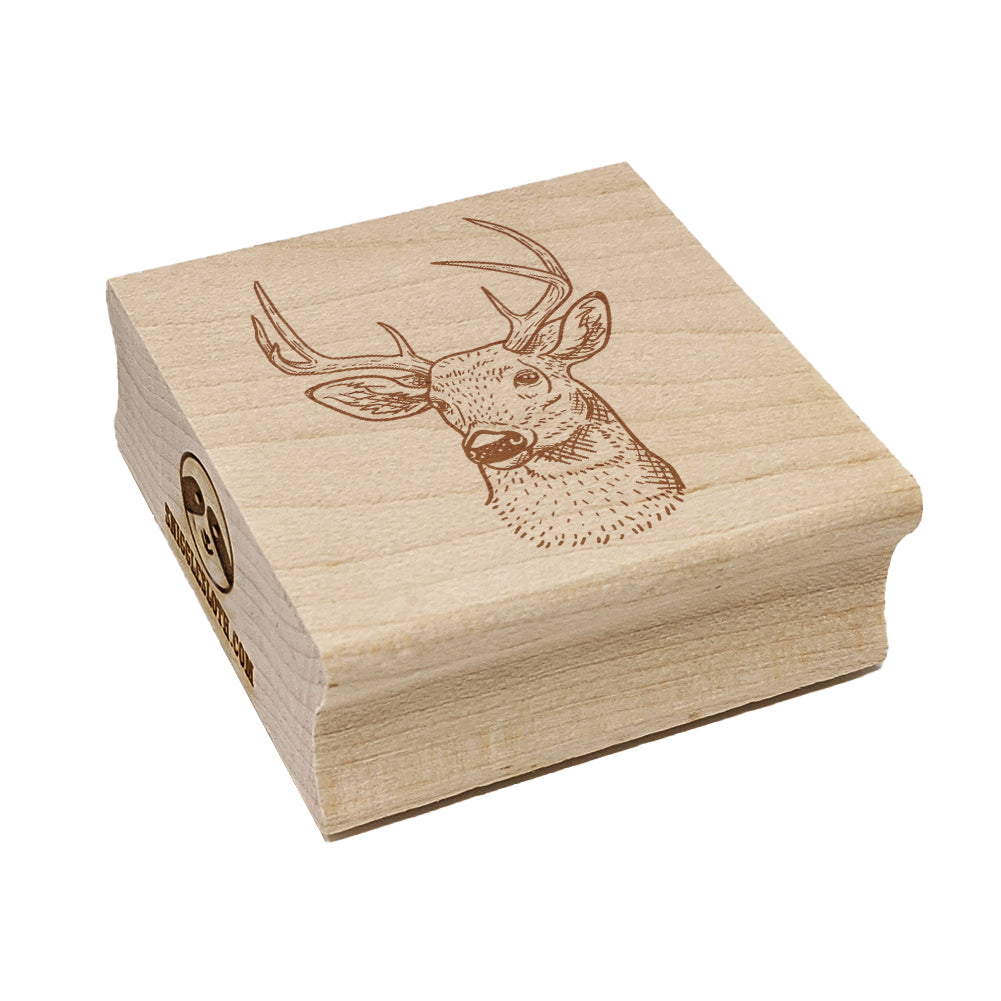 Majestic Deer Buck Head Hunter Hunting Square Rubber Stamp for Stamping Crafting