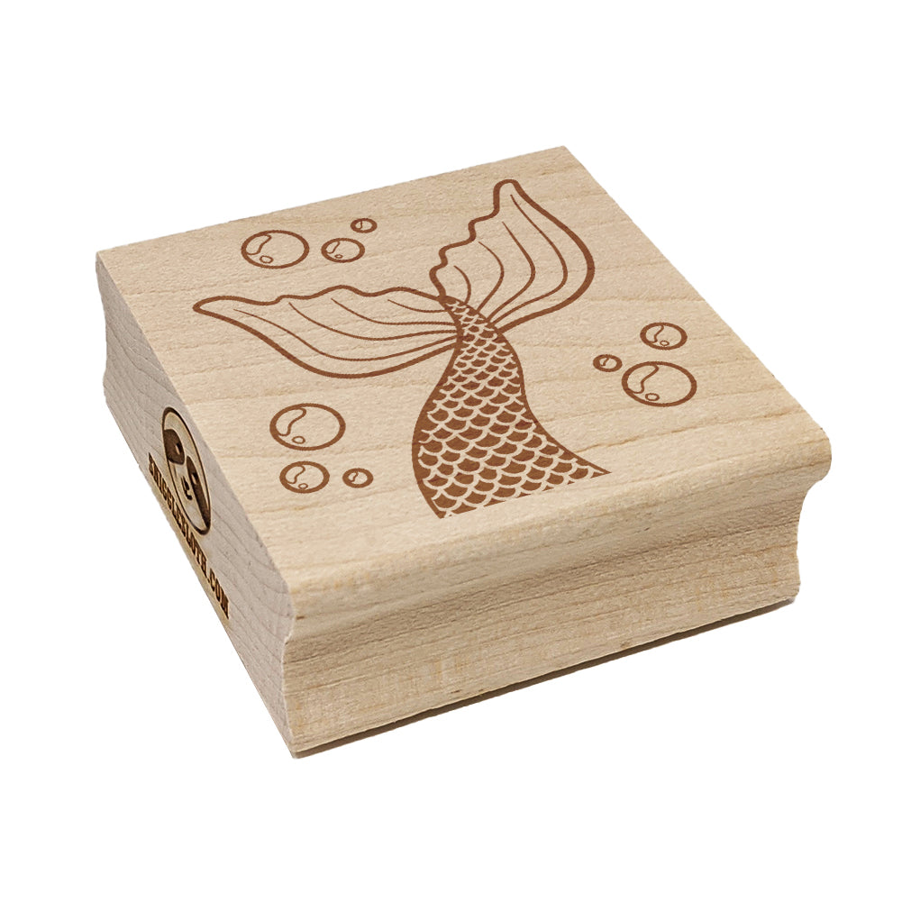 Mermaid Tail Swimming with Bubbles Ocean Sea Square Rubber Stamp for Stamping Crafting