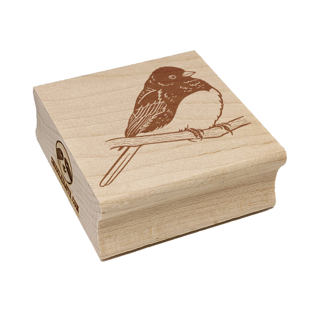 Perched Dark-Eyed Junco Bird Square Rubber Stamp for Stamping Crafting