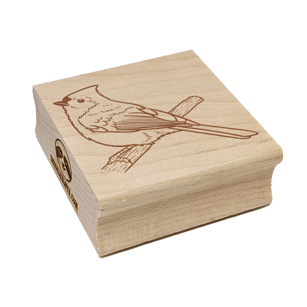 Perky Tufted Titmouse Bird Square Rubber Stamp for Stamping Crafting