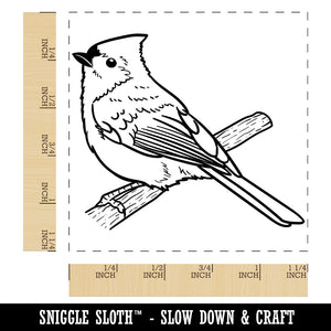 Perky Tufted Titmouse Bird Square Rubber Stamp for Stamping Crafting