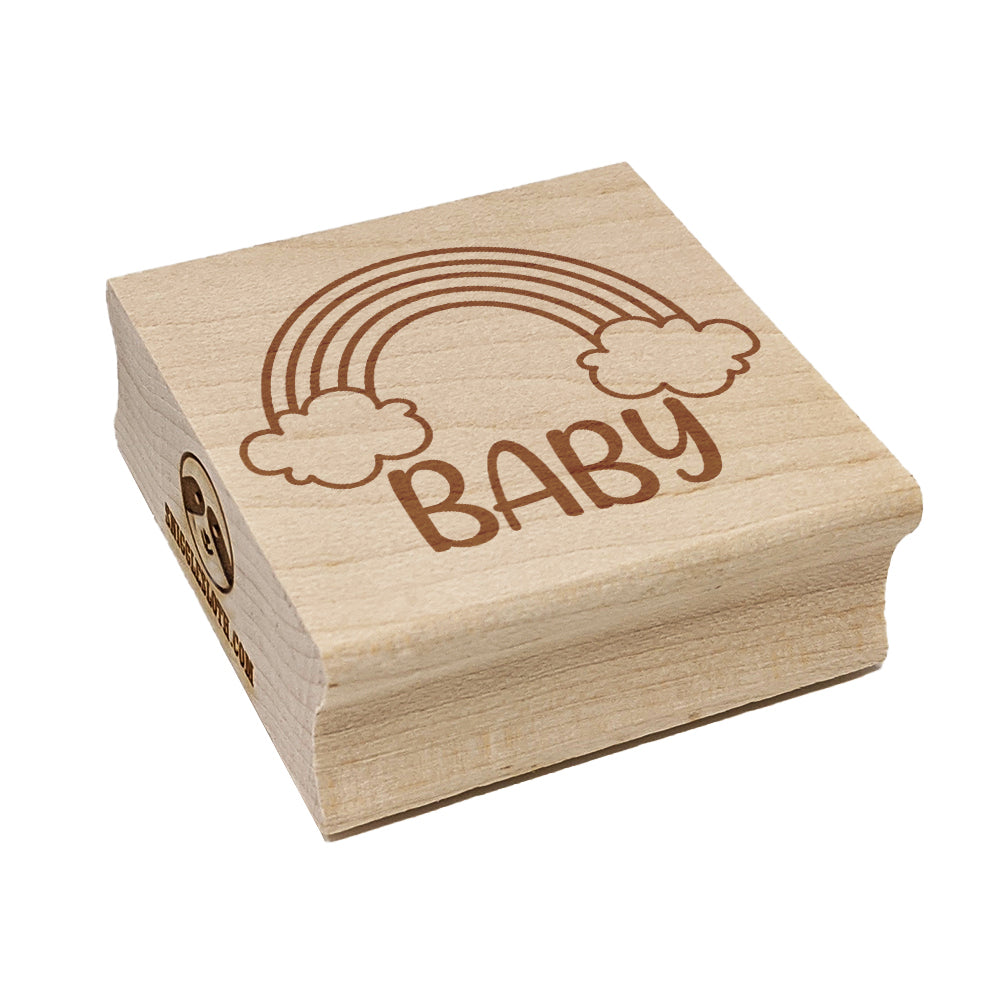 Rainbow Clouds and Baby Square Rubber Stamp for Stamping Crafting