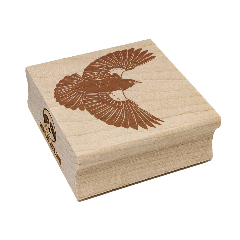 Red-Winged Blackbird Bird Flying Square Rubber Stamp for Stamping Crafting