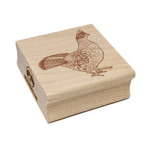 Ruffed Grouse on Alert Square Rubber Stamp for Stamping Crafting