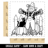 Scarecrow with Black Cat Harvest Pumpkins Square Rubber Stamp for Stamping Crafting