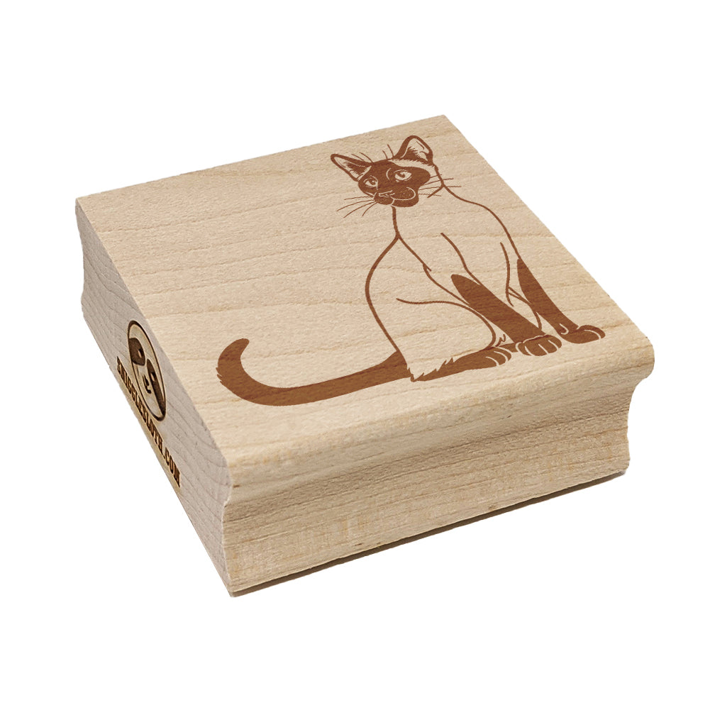 Smart Siamese Cat Square Rubber Stamp for Stamping Crafting