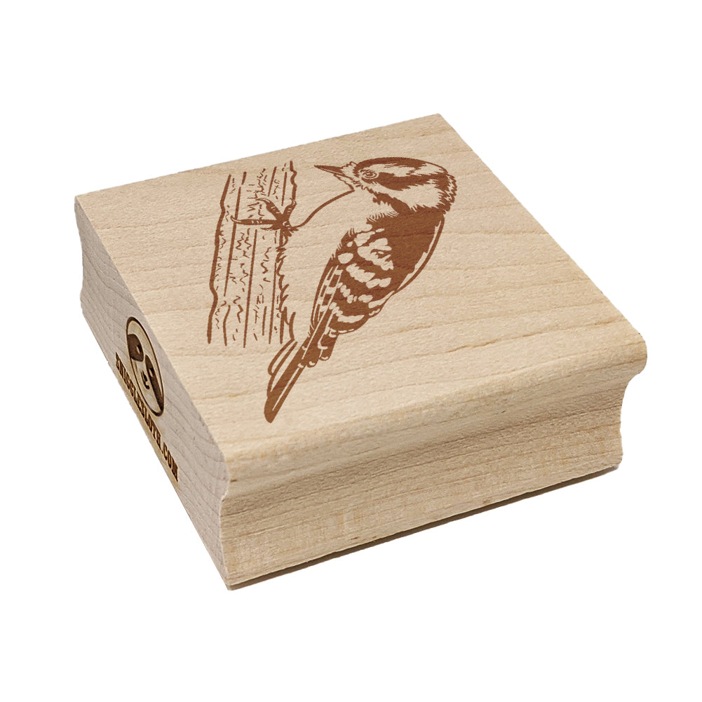 Sweet Downy Woodpecker Bird Square Rubber Stamp for Stamping Crafting