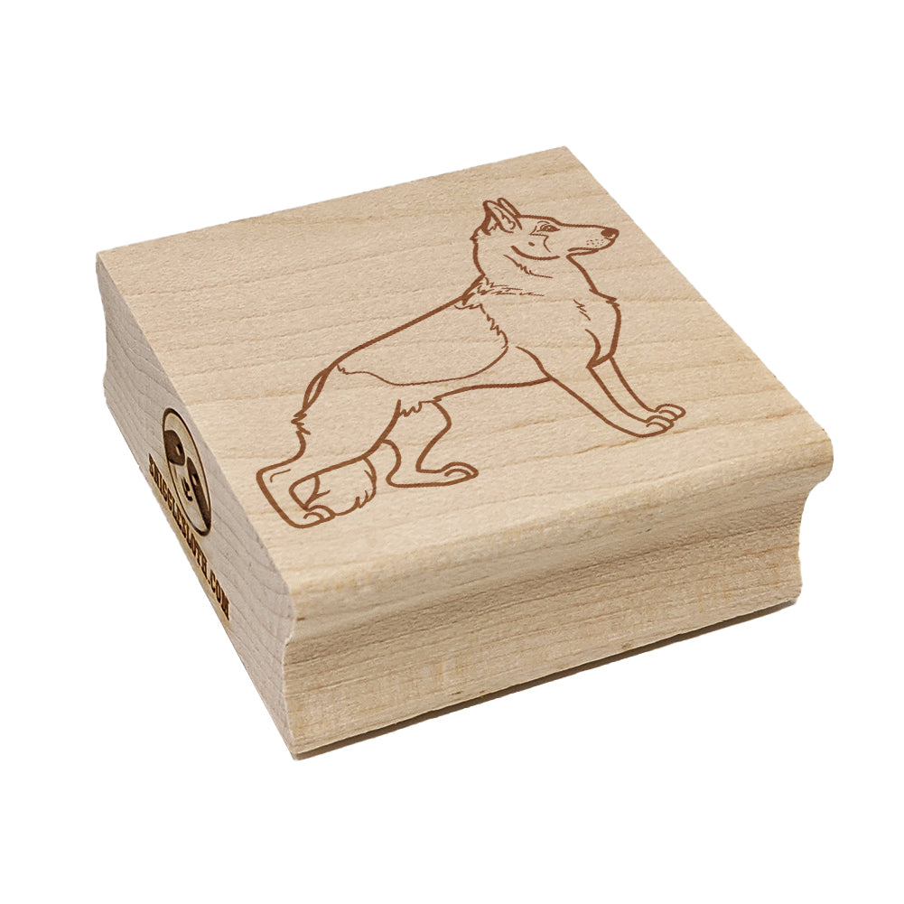 Watchful German Shepherd Pet Dog Square Rubber Stamp for Stamping Crafting
