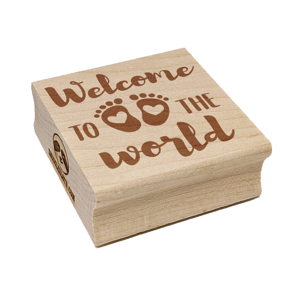 Welcome to the World Baby Shower Pregnancy Square Rubber Stamp for Stamping Crafting