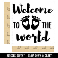 Welcome to the World Baby Shower Pregnancy Square Rubber Stamp for Stamping Crafting