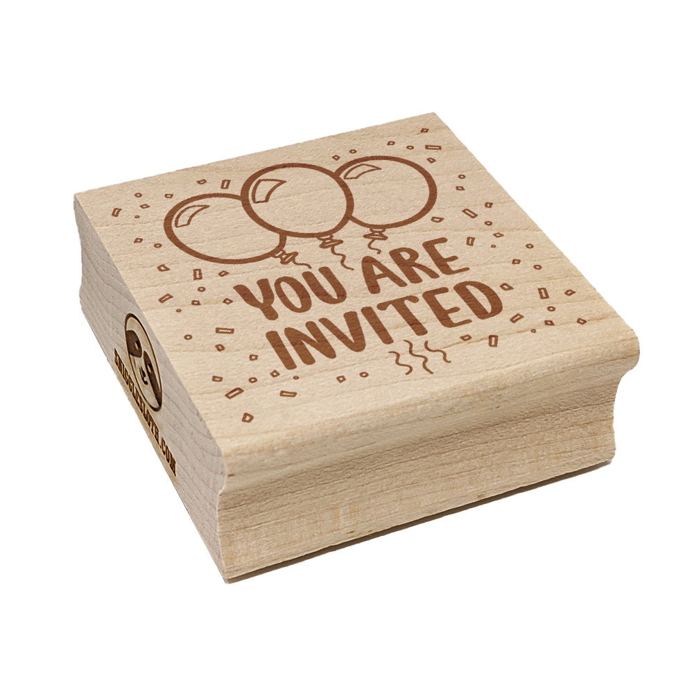 You Are Invited Birthday Balloons Square Rubber Stamp for Stamping Crafting