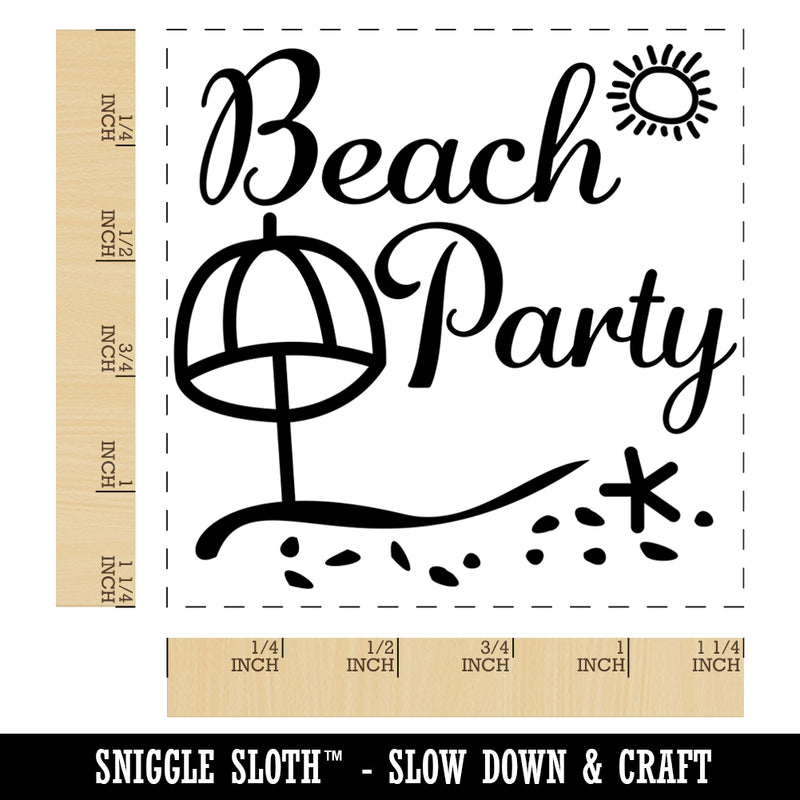 Beach Party Tropical Ocean Sun Sand Square Rubber Stamp for Stamping Crafting