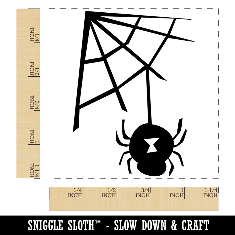 Black Widow Spider and Web Halloween Doodle Square Rubber Stamp for Stamping Crafting