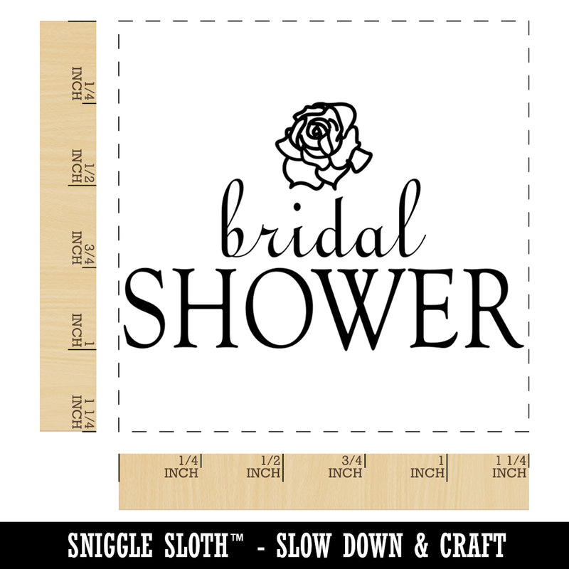 Bridal Shower Elegant Text with Rose Wedding Square Rubber Stamp for Stamping Crafting