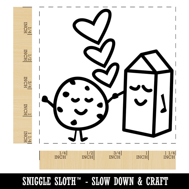 Cookies and Milk Best Friends Hearts Love BFF Square Rubber Stamp for Stamping Crafting