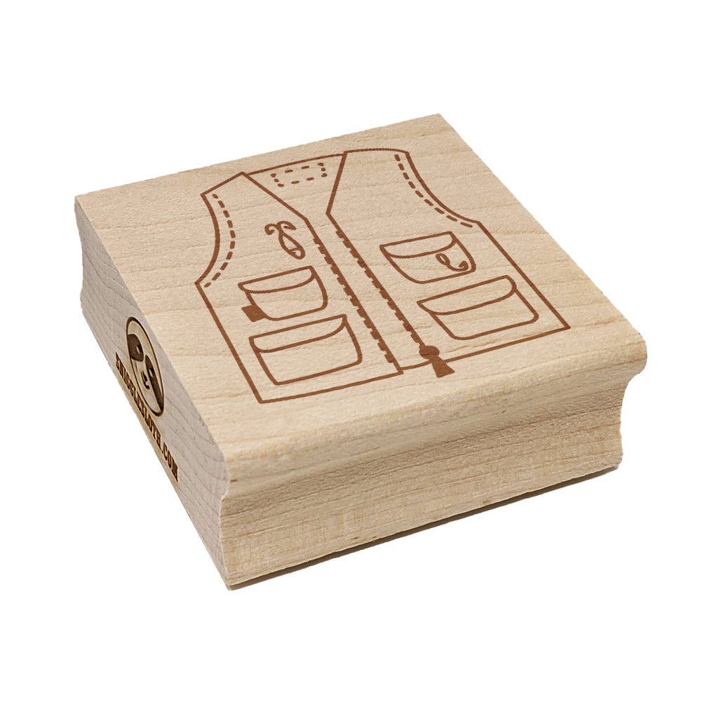 Fishing Vest Doodle Square Rubber Stamp for Stamping Crafting