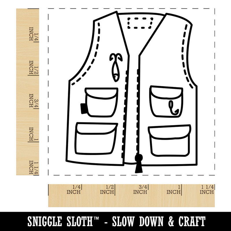 Fishing Vest Doodle Square Rubber Stamp for Stamping Crafting