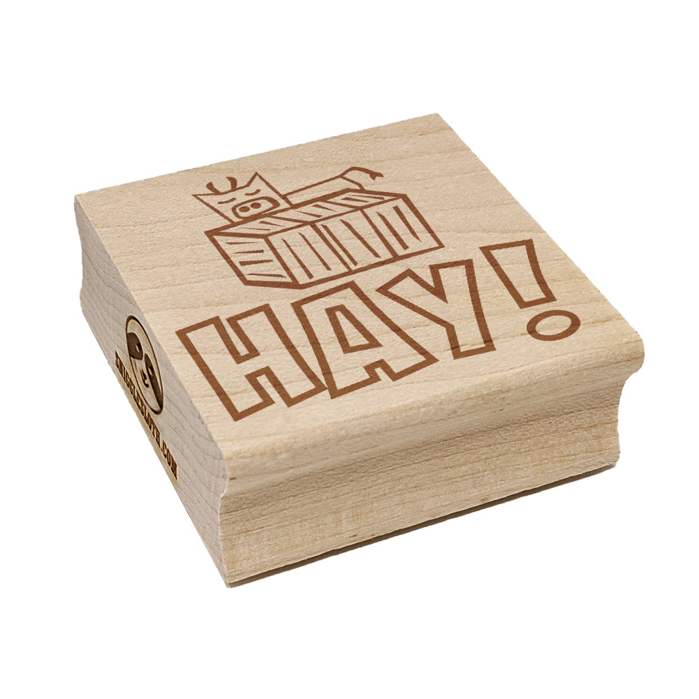 Hay Hello Cow Bale Fun Square Rubber Stamp for Stamping Crafting