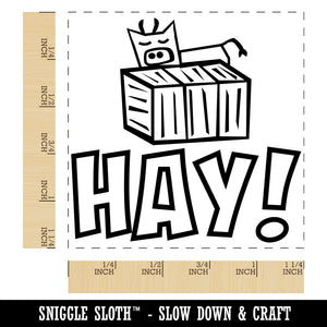 Hay Hello Cow Bale Fun Square Rubber Stamp for Stamping Crafting