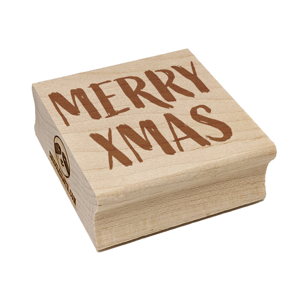 Merry Xmas Christmas Sketchy Fun Text Square Rubber Stamp for Stamping Crafting